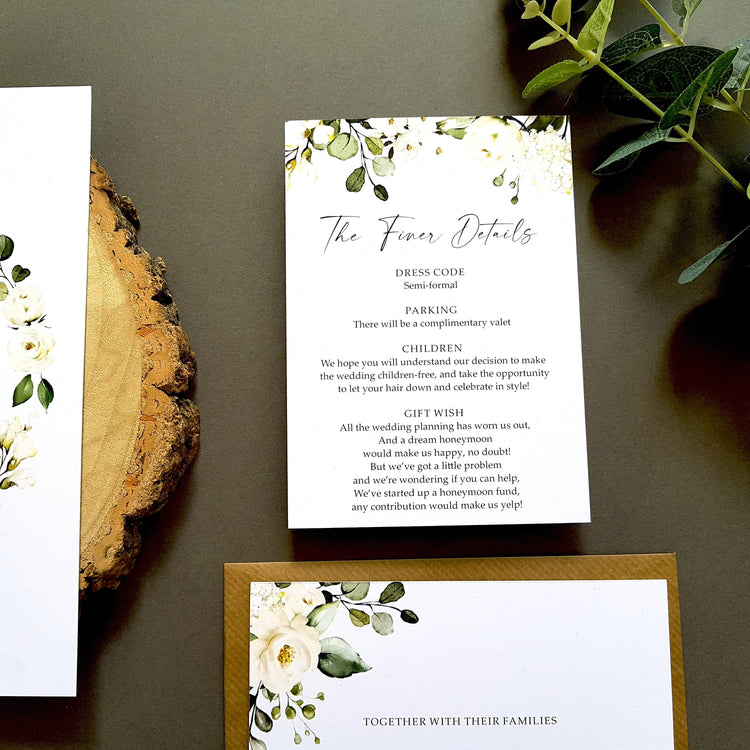 White Floral Wedding Invitation Set Sample