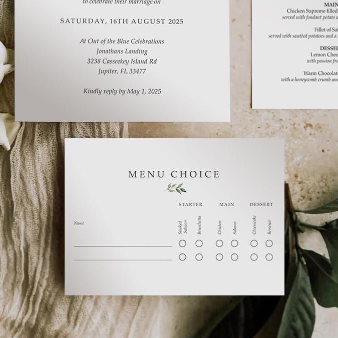 RSVP menu choices