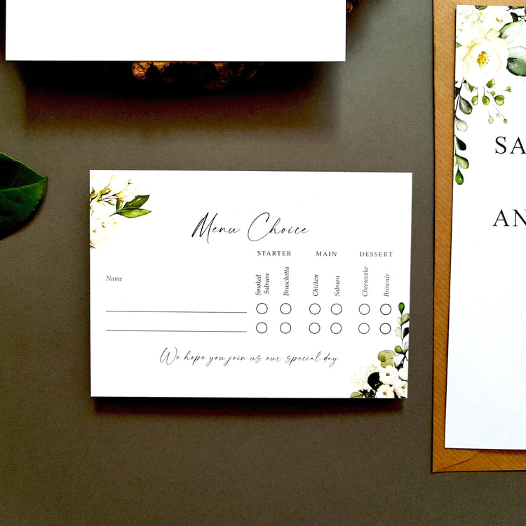 White Floral Wedding Invitation Set Sample