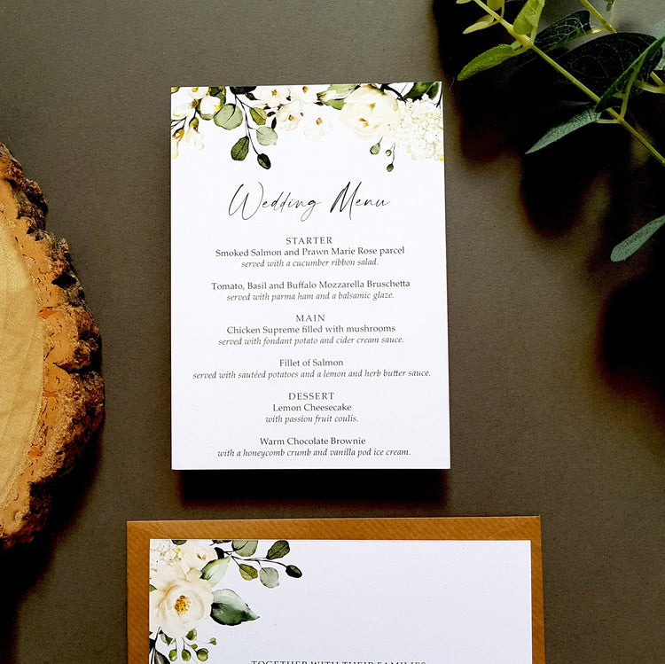 White Floral Wedding Invitation Set Sample