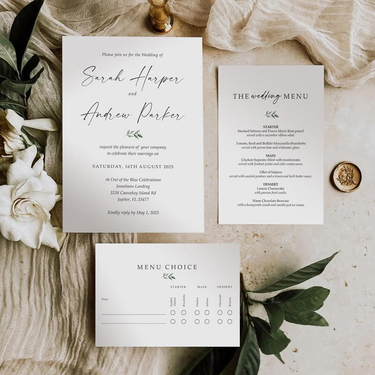 Minimalist Wedding Invitation Set with Envelopes