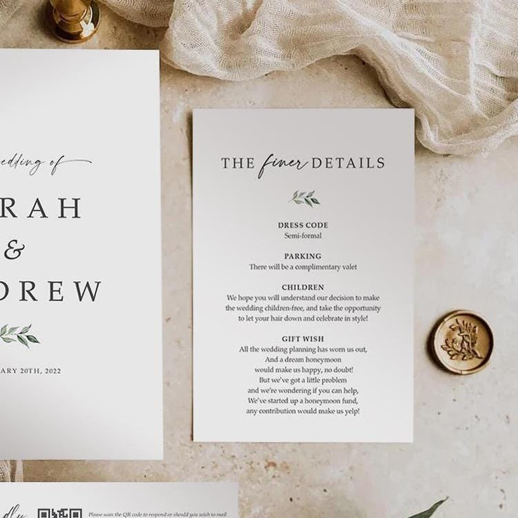 Minimalist Wedding Invitation Set with Envelopes