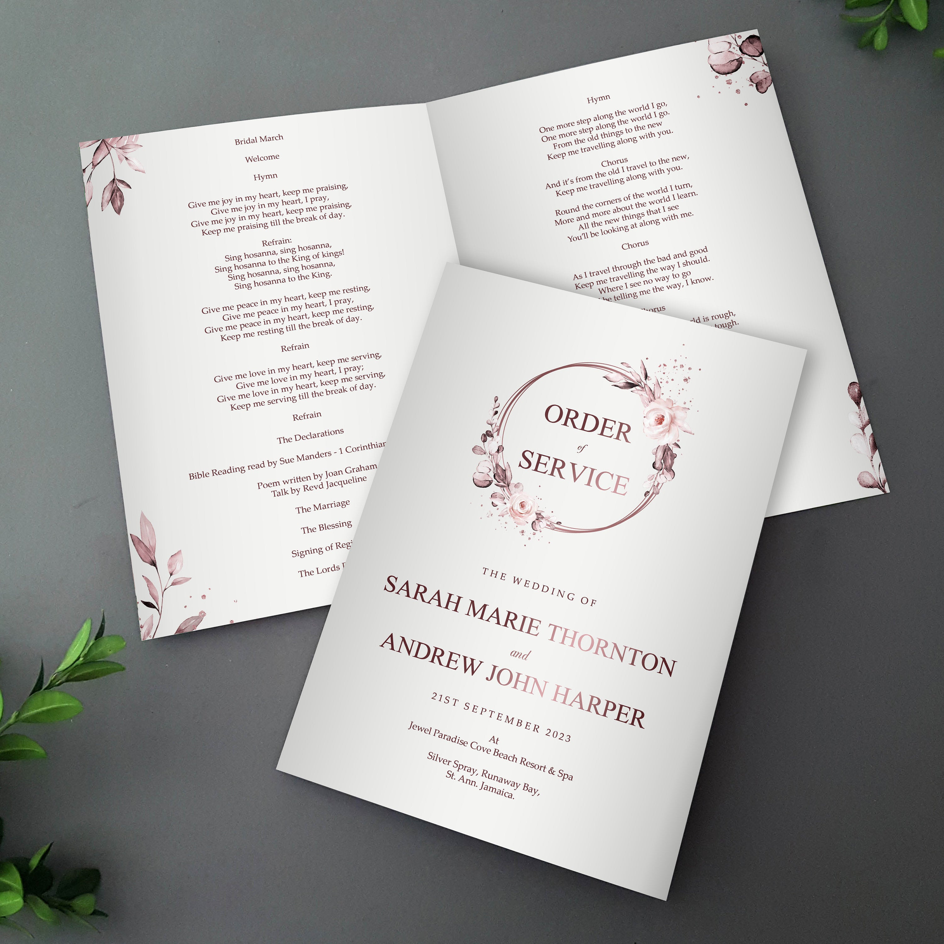 Rose Gold Order of Service Booklets for Weddings – Sienna Mai